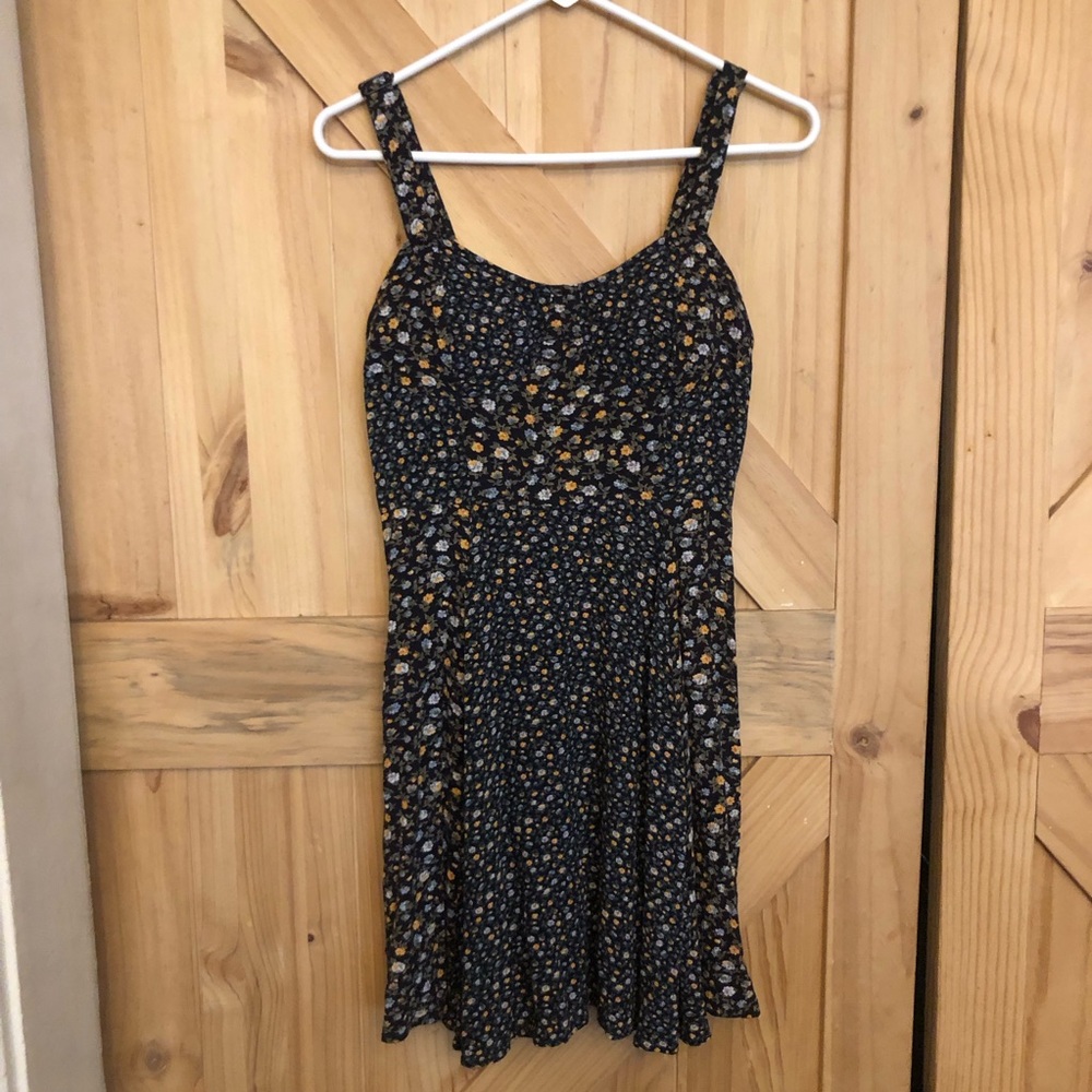 American Eagle Floral Sundress with Adjustable Straps - Blue White Yellow Sz. S